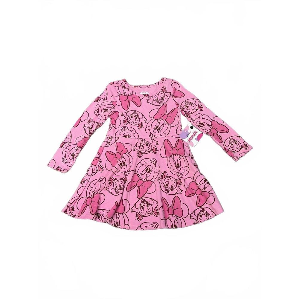 NEW Disney Minnie Mouse Pink Long Sleeve Dress for Toddler Girls Size 3T